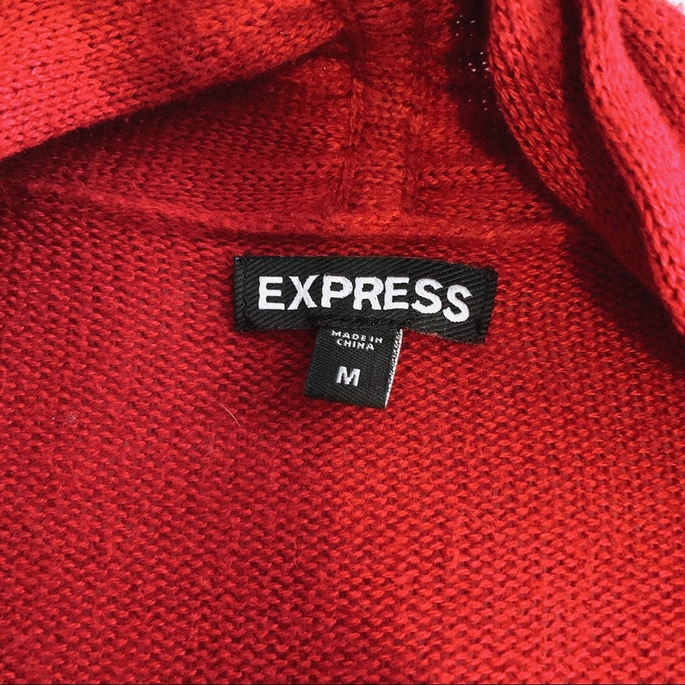 EXPRESS | Long Flowy Waterfall Red Cardigan - Picture 4 of 6
